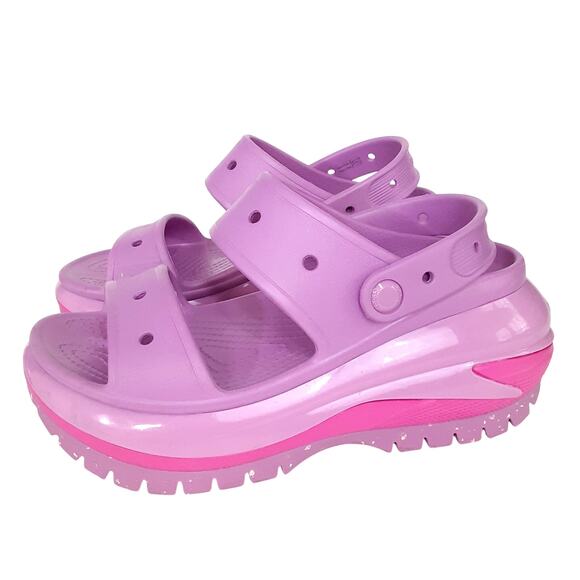 Crocs Mega Crush Sandals Bubble Purple Platform Chunky Slip On Womens 8 Retro - Picture 2 of 13